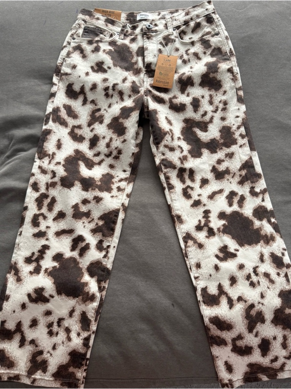 Kensie The Ella Vintage Luxe Cow Print Straight Leg Jeans